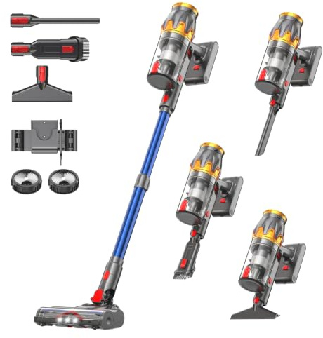 Kaelor K10 Aspiradora sin Cable 650W/55KPa/80 Min con Modo Automático | Aspirador Escoba Potente con Pantalla Táctil LED, Cepillo en V Antienredos para Suelos Duros, Alfombras y Pelo de Mascotas
