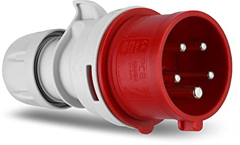 REV CEE-Stecker, 400V, 16A, 5-polig, 3Ph + N + PE, IP44, rot