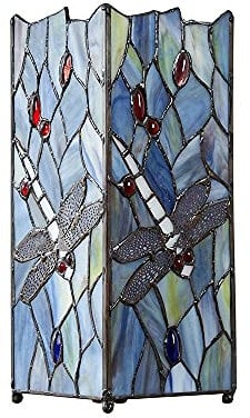 MiniSun Beautiful Hand Crafted Tiffany Inspired Decorative Dragonfly Design Square Glass Table Lamp