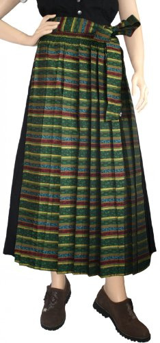 German Wear Lange Dirndlschürze Trachten schürze mehrfarbig lang Blumenmuster, Größe:46