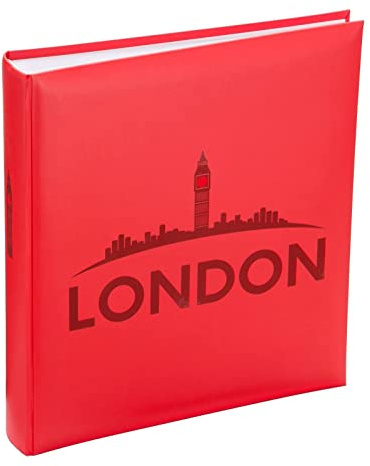 Kenro London Skyline Red Photo Album with 100 Pages 29x32cm Memento Gift for Holiday Vacation Weekend Trip, Non-Adhesive Pages – LON203