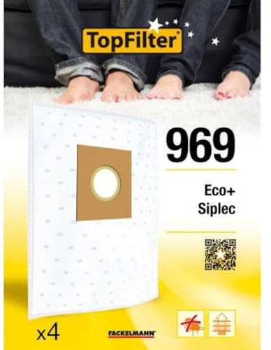 TopFilter 969, 4 sacs aspirateur pour Eco + et Siplec boîte de sacs d'aspiration en non-tissé, 4 sacs à poussière (30 x 26 x 0,1 cm)