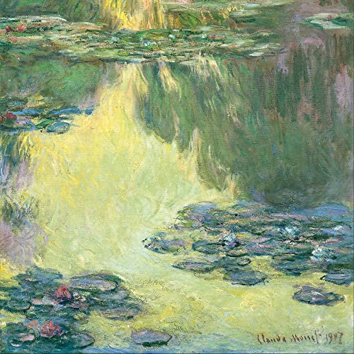 1art1 Claude Monet Poster Seerosen, 1907 (Grün-Gelb) Kunstdruck Bild 40x40 cm
