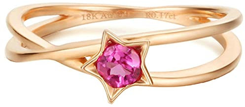 Epinki Damen Diamantring 18K Gold Ringe AU750 Rose Turmalin Stern Verlobungsringe Solitärring für Frauen Gr.54 (17.2)