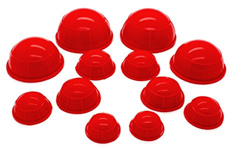 Silikon Schröpfköpfe Schröpfset 12 Stück mit verschiedenen Duchmessern (rot)