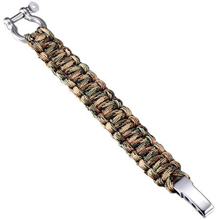 DonDon Herren Survivalarmband Paracord Outdoor Armband geflochten Sandfarben-Tarnmuster
