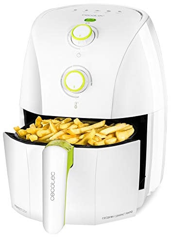 Cecotec Friggitrice ad Aria da 1,5 Litri Cecofry Compact Rapid White. 900 W, senza Olio, Capacità per 400gr di Patate, Temperatura 200ºC, Tempo Aggiustabile fino 30 min, Bianca