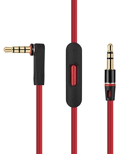 Phone Star Audio Extension Cable Cable for Dr. DRE Beats Headphones with Volume Control, Microphone and Call Answering in Red - 3.5 mm AUX Stereo