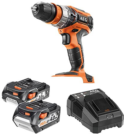 AEG BSB18C2XLI-X02C Trapano Avvitatore a Percussione Compatto a Batteria 18V, Include Una Batteria 2.0Ah e Una Batteria 4.0Ah, per Avvitatura e Foratura, con 2 Velocità di Rotazione