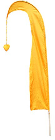 Original Balifahne MIT STANGE aus echtem Satin | hellorange, orange | 200 cm lang | traditionelle Umbul Dekoration aus Bali | asiatische Gartendekoration | Outdoorbanner