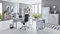 BMG-Moebel.de Büromöbel komplett Set Arbeitszimmer Office Edition in Lichtgrau/Weiß Hochglanz (Set 6)