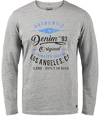 Blend BHDopper Herren Longsleeve Langarmshirt Shirt mit Print Baumwollmischung Regular fit, Größe:L, Farbe:Stone Mix (70813)