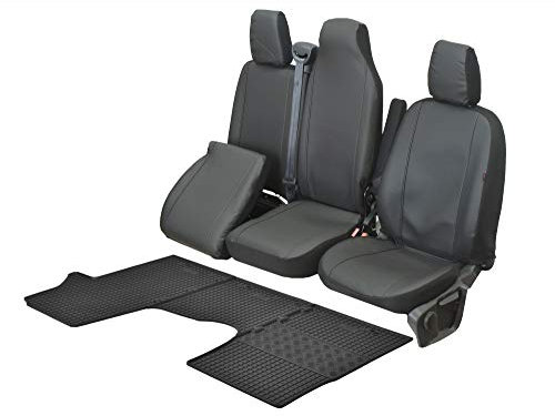 Passgenaue Kunstleder Sitzbezüge VIP und Gummifußmatten kompatibel mit Opel Vivaro B 2014-2019 - EIN Set