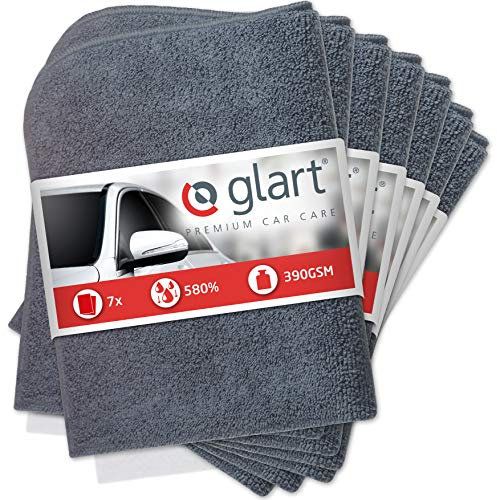 Glart 4747 Lot 7 Chiffons Microfibres Auto – 40x40 cm – Doux, sans Peluche, absorbants – pour polir, sécher, Nettoyer carrosserie, vitres, Jantes, intérieur – Kit Microfibres Voiture & Moto