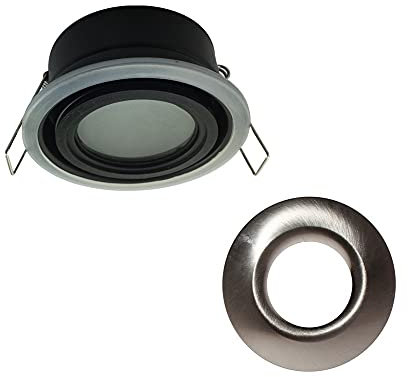 wonderlamp - Einbauleuchte für Außen/Innenbereich, rund mit Abdeckring, wasserdicht IP 65, modernes Nickel