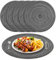 NAKIHOUSE Tischsets Abwaschbar Rund Geflochten Tischset 6er Set, 38cm Rund Platzsets Abwischbar, rutschfest, Hitzebeständig Schmutzabweisend Grau Platzdeckchen für Hochzeit, Restaurant, Küche