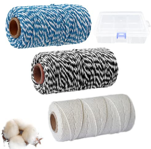 Cooking Twine String - 3 Pack Butchers Twine,7 Ply 328 Ft 5mm Thick Feet Food Safe Kitchen Twine,Cooking Meat Rope Bakers String,Cotton Twine for Roasting,Rotisseries and Decorate Crafts (Beige)