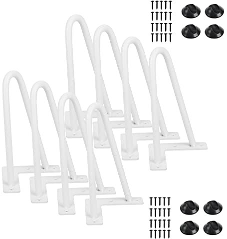 XUANYU Haarnadel Tischbeine aus Metall 8-er Set Höhe 20 cm (7,87'') Möbelfüße Weiß B Haarnadelbeine für Schrank Nachttisch Sofa