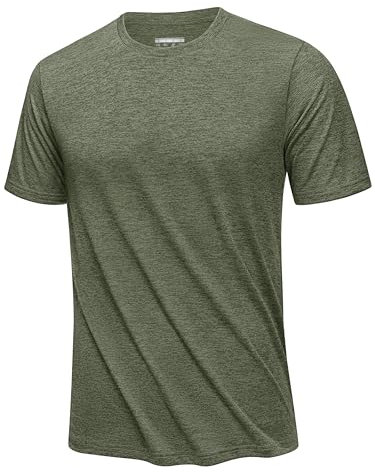 KEFITEVD Funktions Sportshirt Herren Atmungsaktiv Trainingsshirt Kurzarm Tshirt Sommer Leicht Stretch Unterhemd Dunkelgrün L