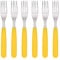 GRÄWE Juego de 6 tenedores de mesa de acero inoxidable con asas de colores amarillos