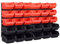 vidaXL Sichtlagerkasten Set 32 tlg., Sichtlagerbox mit Wandhalterung, Stapelbox mit 2 Werkstatt Wandplatten, Lagerbox Lagerkasten, Rot Schwarz