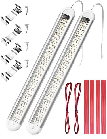 Luz LED 12V Luces LED Coche Interior 2PCS de Barra LED 12V Coche 120 LED 1200LM Tira LED para Coche con Interruptor, LED Iluminación Interior del Coche para Vehículos Camper Caravana Gabinetes Barco