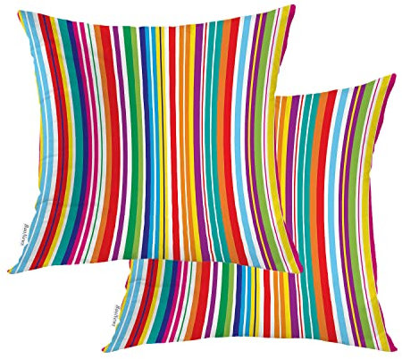 BaoNews Etro Kissenbezüge, Mehrfarbig, gestreift, bunt, stilvoll, mit verstecktem Reißverschluss, 45,7 x 45,7 cm, 2 Stück