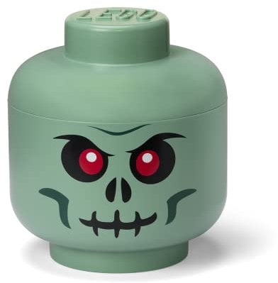 LEGO - Cabezal de almacenamiento (grande), diseño de esqueleto verde, caja de almacenamiento de polipropileno con tapa para almacenamiento de juguetes de niños, organizador apilable y solución de