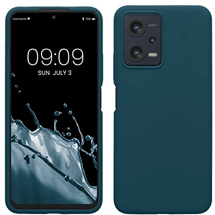 kwmobile Hülle kompatibel mit Xiaomi Redmi Note 12 5G / Poco X5 5G Hülle - Silikon Handy Case - Handyhülle weiche Oberfläche - kabelloses Laden - Petrol matt
