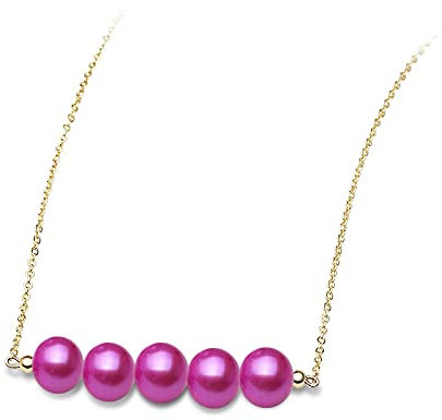 Bysonglezai Collana Pendente Donna Perle Collana Regalo Ciondolo Ciondolo Donna Collana di Perle Rotonde d'Acqua Dolce Naturale Regalo di Anniversario Fucsia