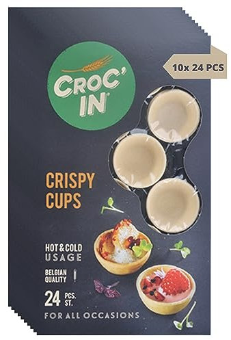 CROC’IN – Coupelles Comestibles à Garnir Neutre – Fond de Tarte Pour Pâtisserie ou Apéritif – Confection Artisanale & Vegan – Carton de 240 pièces - Format Spécial Restauration Et Traiteurs
