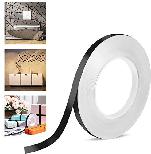 Minsezhi Ruban de Film Mylar métallisé,Carrelage Autocollante Ruban Adhésif Décoratif,Ruban Miroir métallisé pour la décoration des Murs,des Chambres,des Voitures,des Bateaux(Noir0.5cmx50m)