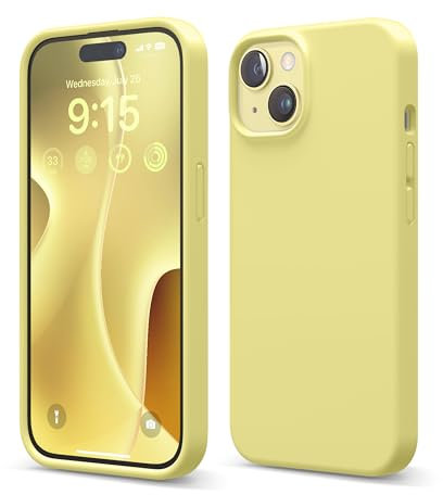 elago Flüssig Silikon Case Kompatibel mit iPhone 15 Hülle, Premium Silikon Handyhülle, Ganzkörper Schutzhülle [4 Lagige Stoßfeste Struktur], Kratzfestes Weiches Mikrofaserfutter (Gelb)