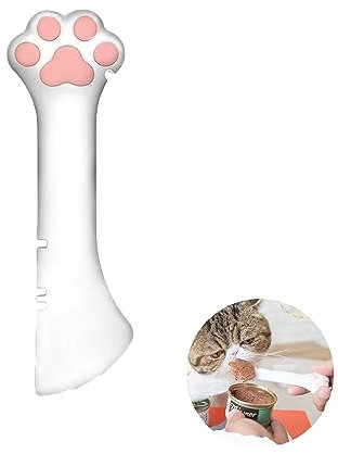 Sheldamy Silicone Pet Food Spoon, Cat Food Can Opener Paw, Wet or Dry Food Short Spoon for Cat Dog With Mini Spatula