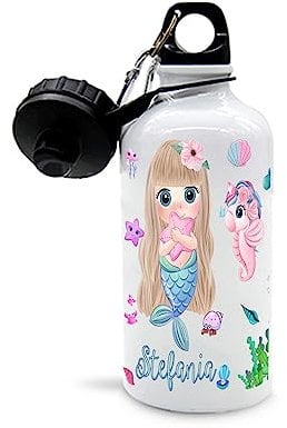 Mr. Gadgets Borraccia Personalizzabile con nome Unicorno-Sirena modelli disponibili alluminio o termica (Sirena 1)