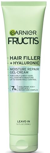 Garnier Fructis Hair Filler Moisture Repair Gel-Cream, Hair Gel for Curls and Waves with Hyaluronic Acid, 5.1 Fl Oz, 1 Count
