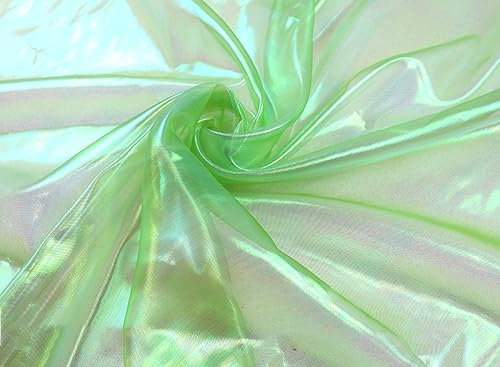 Duories Organzastoff zum Nähen Meterware, 50cm x 150cm Bunte Glitzer Organza Tüllstoff Tüll Dekostoff zum DIY Basteln Bekleidung Tüllrock Gardine Schals Vorhänge Tischdecken Hochzeit Party Deko,Grün