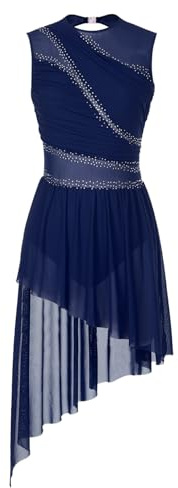 ranrann Asymmetrisk Dansklänning Dam, Modern Dansdräkt för Latinamerikansk, Lyrisk, Gymnastik och Klassisk Stil, Storlek S-XL