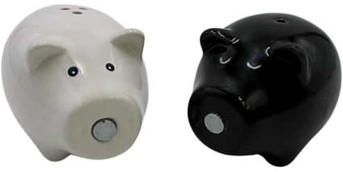 Dekohelden24 Keramik Salz -und Pfefferstreuer Set als Schweine, magnetisch, Größe L/B/H: ca. 7 x 5 x 5 cm