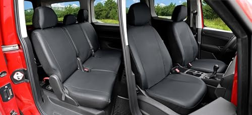 Z4L Kunstleder Sitzbezüge passgenau VIP Serie geeignet für Caddy (ab 2020) Kompltes Set (5 Sitze) - Auositzbezüge, Farbe Schwarz