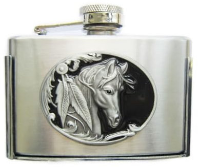 hotrodspirit - boucle de ceinture flasque a alcool tete de cheval country
