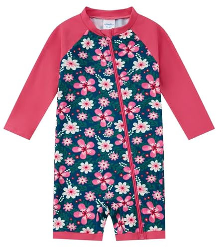 Costumi da Bagno per Bambina con Cerniera Completa e Protezione Solare UPF 50+ Tuta Solare per Neonati a Un Pezzo(3-6mesi)