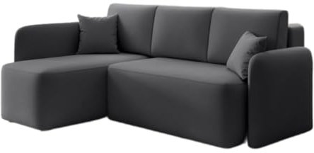 Luxusbetten24 Designer Sofa Ina mit Stauraum und Schlaffunktion | Bezug: Samt | Farbe: Anthrazit | Stellvariante: Links
