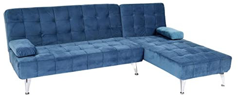Mendler Schlafsofa HWC-K22AM, Couch Ecksofa Sofa, Liegefläche Links/rechts Schlaffunktion 236cm - Samt blau