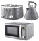 GEEPAS Electric Kettle 4 Slice Bread Toaster & Microwave Kitchen Set | 1.5L Pyramid Kettle 3000W | 4 Slice Toaster with 7 Level Browning Control, 1750W | 700W Digital Microwave 20L, Grey