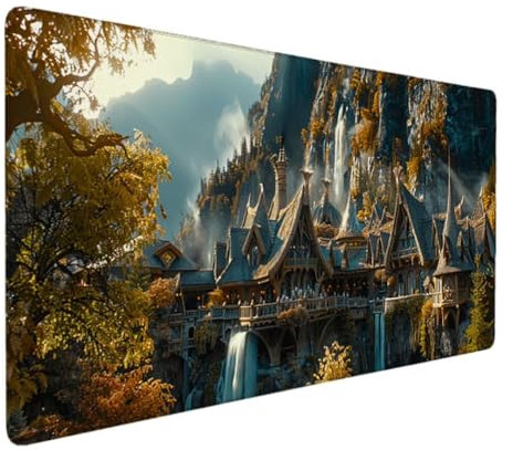 Tapis de Souris XXL 1200x600 Tapis Souris XXL Gaming, Tapis Bureau Antidérapant Étanche, sous Main Souris à Bords Cousus pour Gamer, Ordinateur, PC, Ergonomique (Couleur Orange, Architecture) D-W