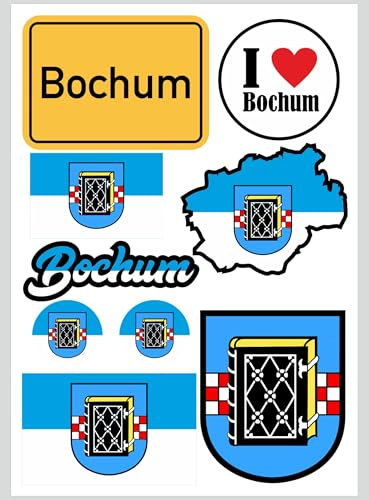 Daged Bochum Aufkleber Karte 10 Stück - PKW Auto Motorrad Biker Flagge Fahne Vinyl ST