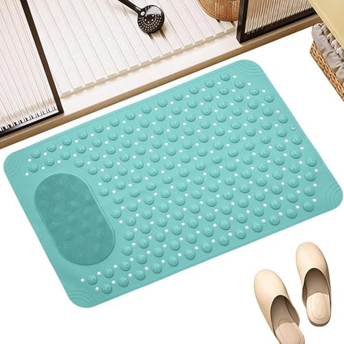 Fußschrubber Matte, Fußdusch-Schrubber, waschbar, Badezimmer-Spa-Zubehör, Badewannenmatte, starke Griff-Saugnäpfe, Fußreiniger für Dusche