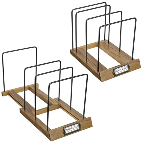 Big Fudge Support Rangement Vinyle - Support Vinyle Extensible - Rangement Vinyles 33 Tours en Bois d'Acacia - Porte Disques Vinyles Design - Range Disque pour une Organisation Parfaite