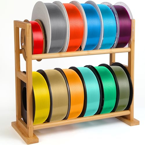Onemacc 3D-Drucker-Filament-Ständer aus Holz, 2-stufiger 3D-Drucker-Filament-Spulenhalter, für PLA/ABS/TPU – für 12 Rollen